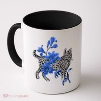 Cat Flower Art Cute Coffee Mug thumb 0