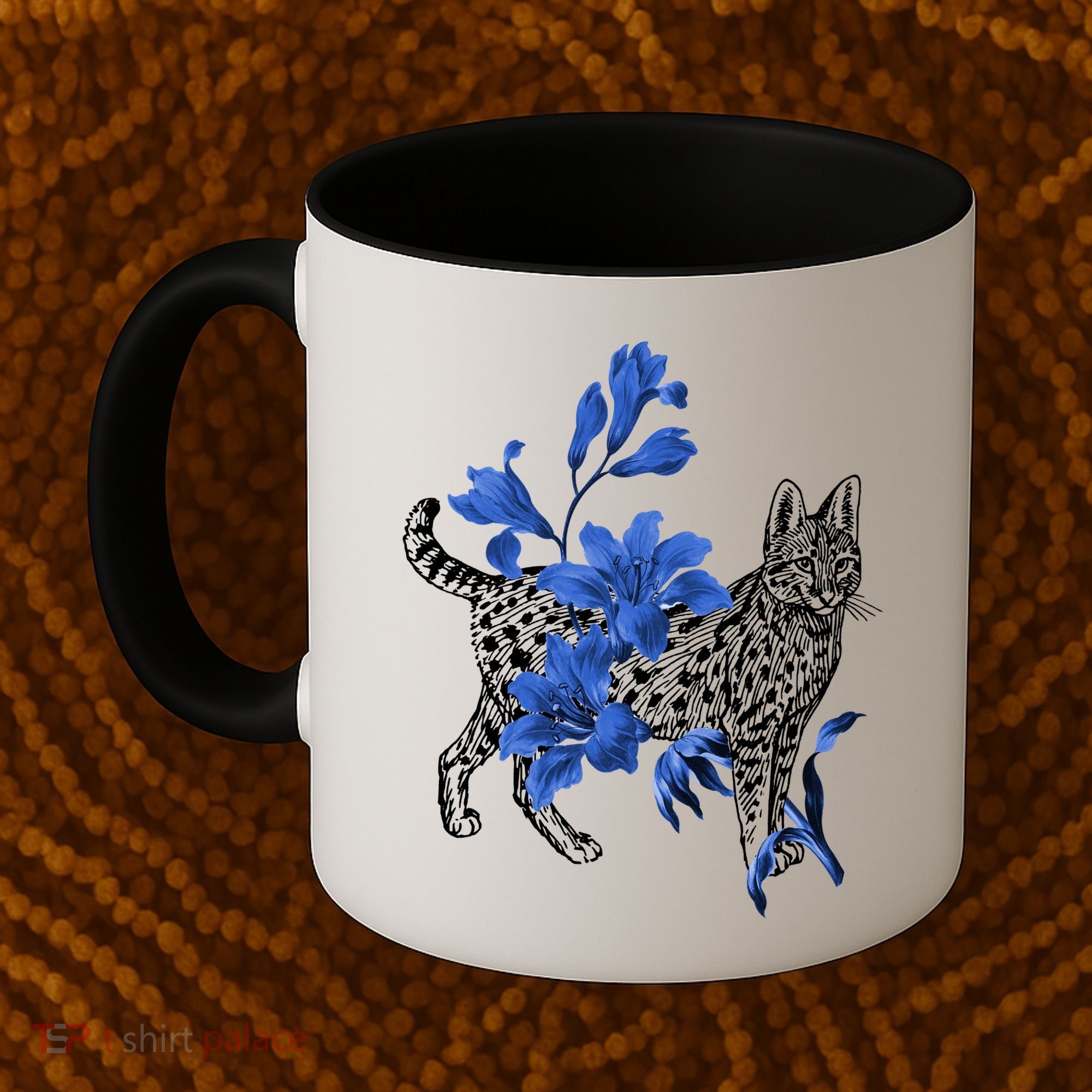 Cat Flower Art Cute Coffee Mug