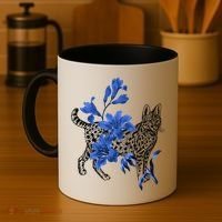 Cat Flower Art Cute Coffee Mug thumb 4