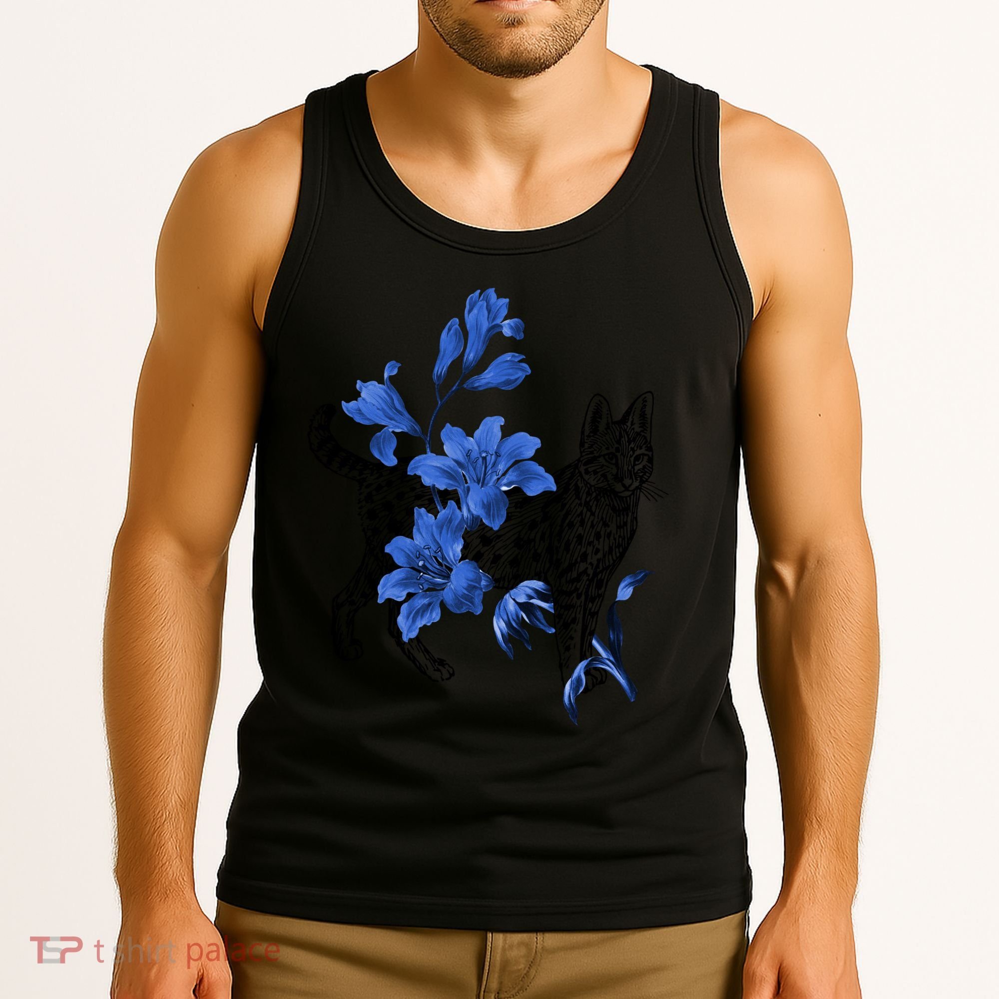 Cat Flower Art Cute Tank Top