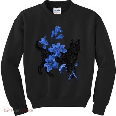 Cat Flower Art Cute Kids Sweatshirt