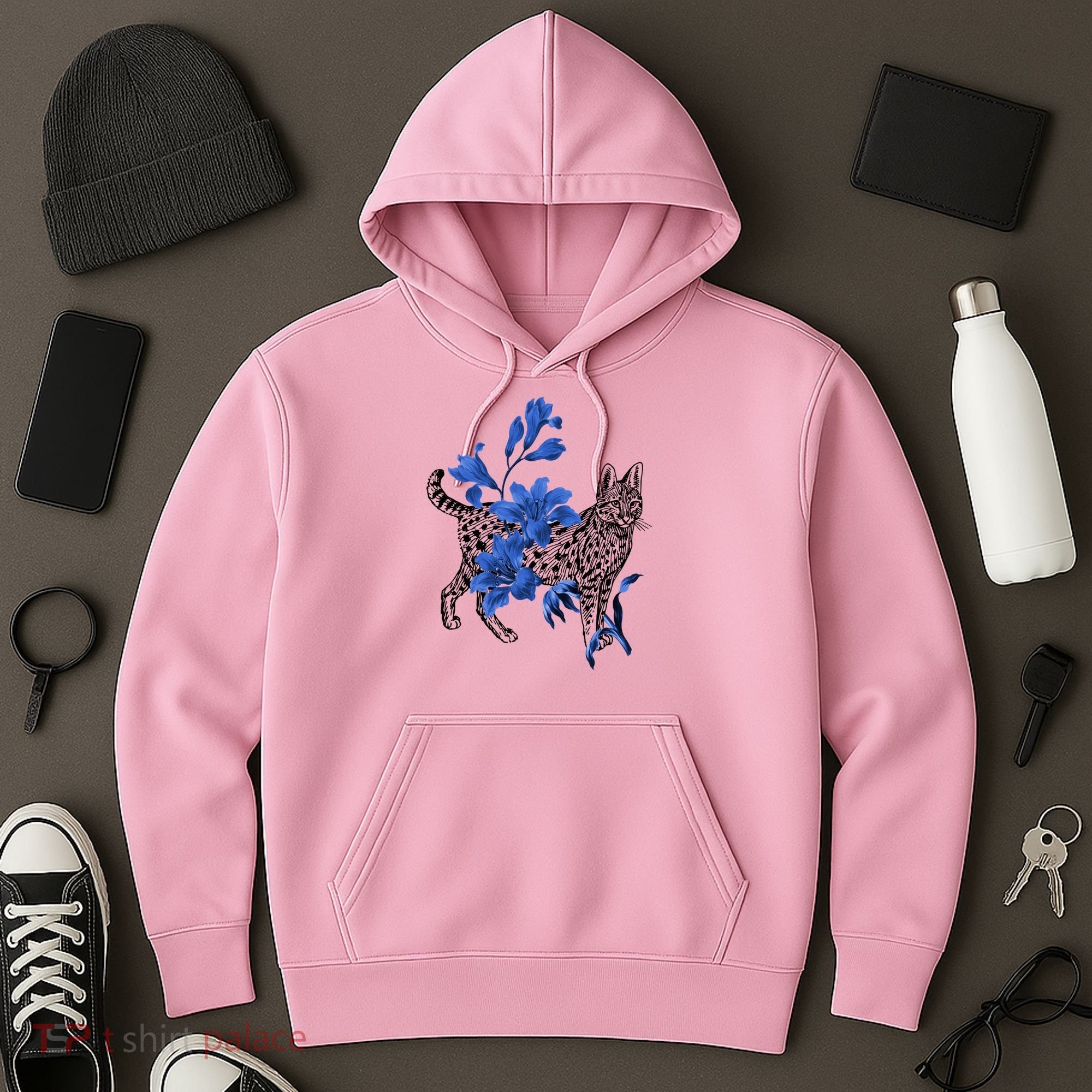Cat Flower Art Cute Hoodie