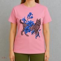 Cat Flower Art Cute T-Shirt thumb 4