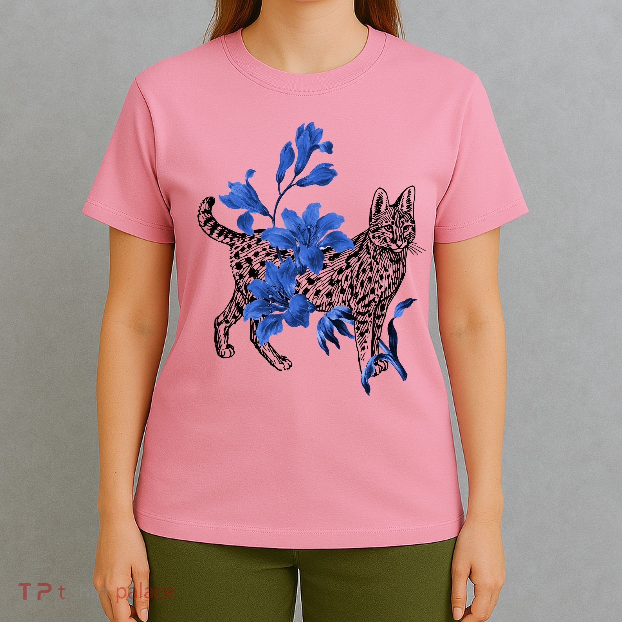 Cat Flower Art Cute T-Shirt