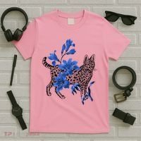 Cat Flower Art Cute T-Shirt thumb 5