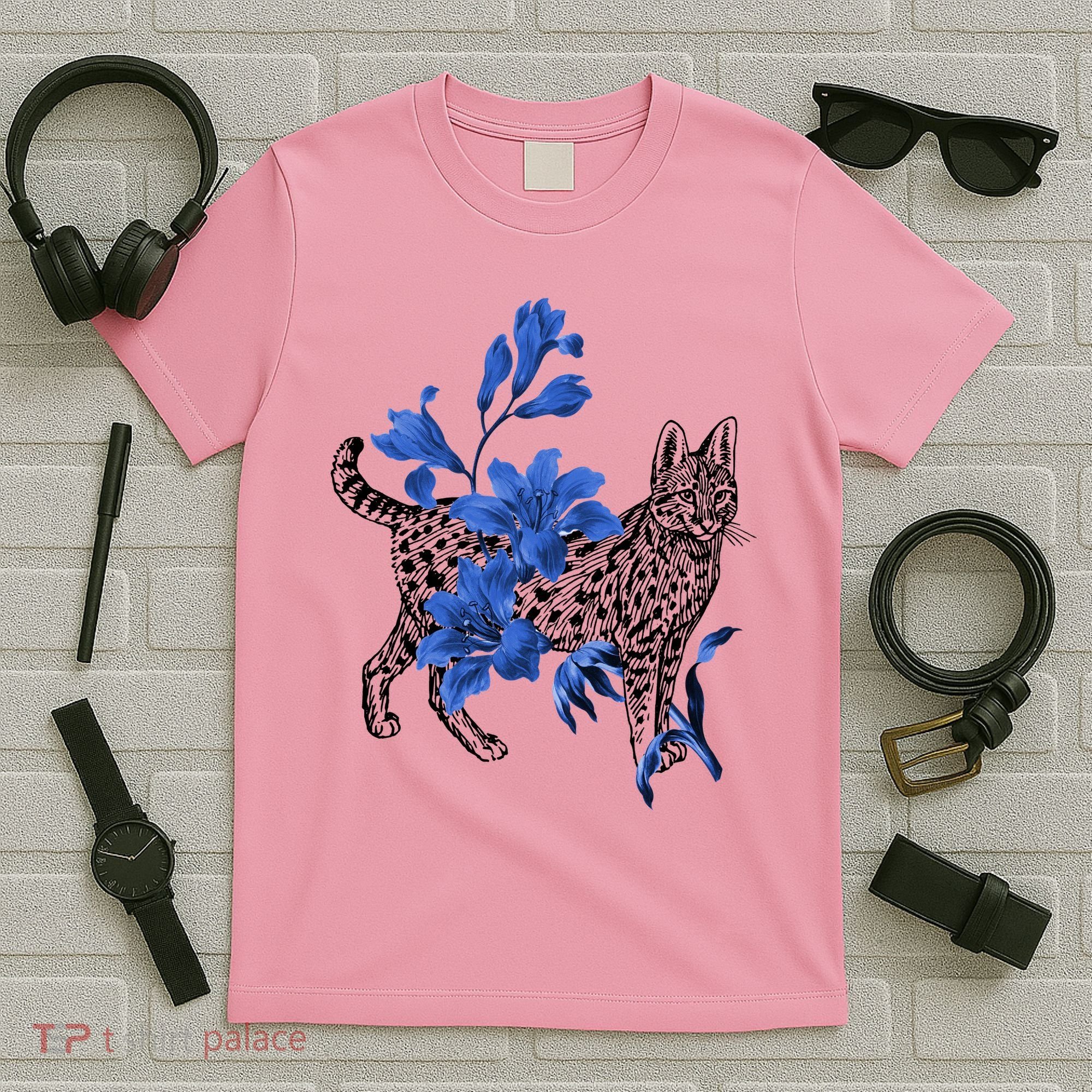 Cat Flower Art Cute T-Shirt