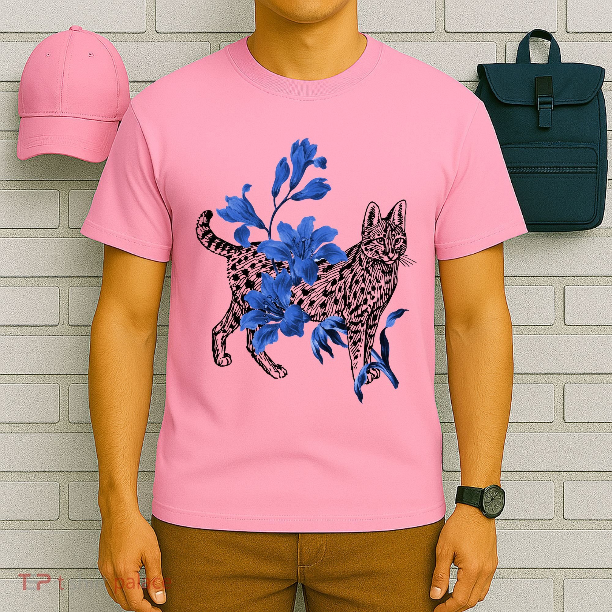 Cat Flower Art Cute T-Shirt