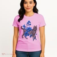Cat Flower Art Cute Women's T-Shirt thumb 4