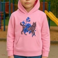 Cat Flower Art Cute Kids Hoodie thumb 2