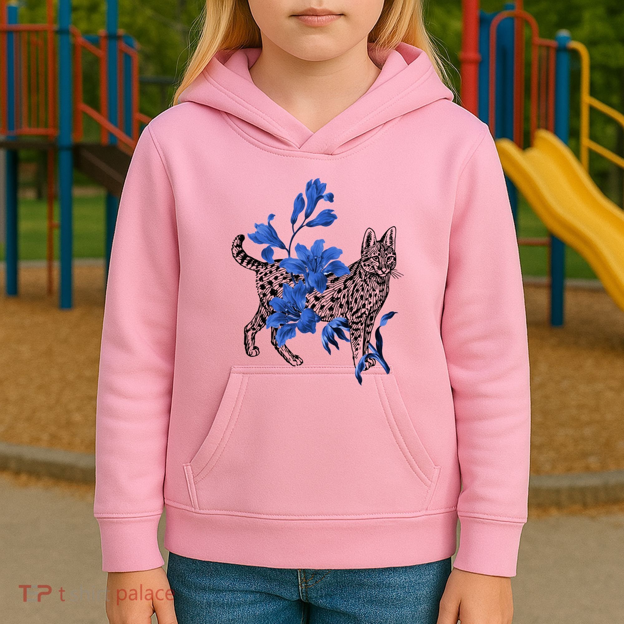 Cat Flower Art Cute Kids Hoodie