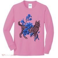 Cat Flower Art Cute Kids Long Sleeve Shirt thumb 0