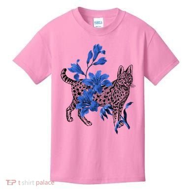 Cat Flower Art Cute Kids T-Shirt