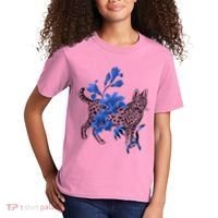 Cat Flower Art Cute Kids T-Shirt thumb 2