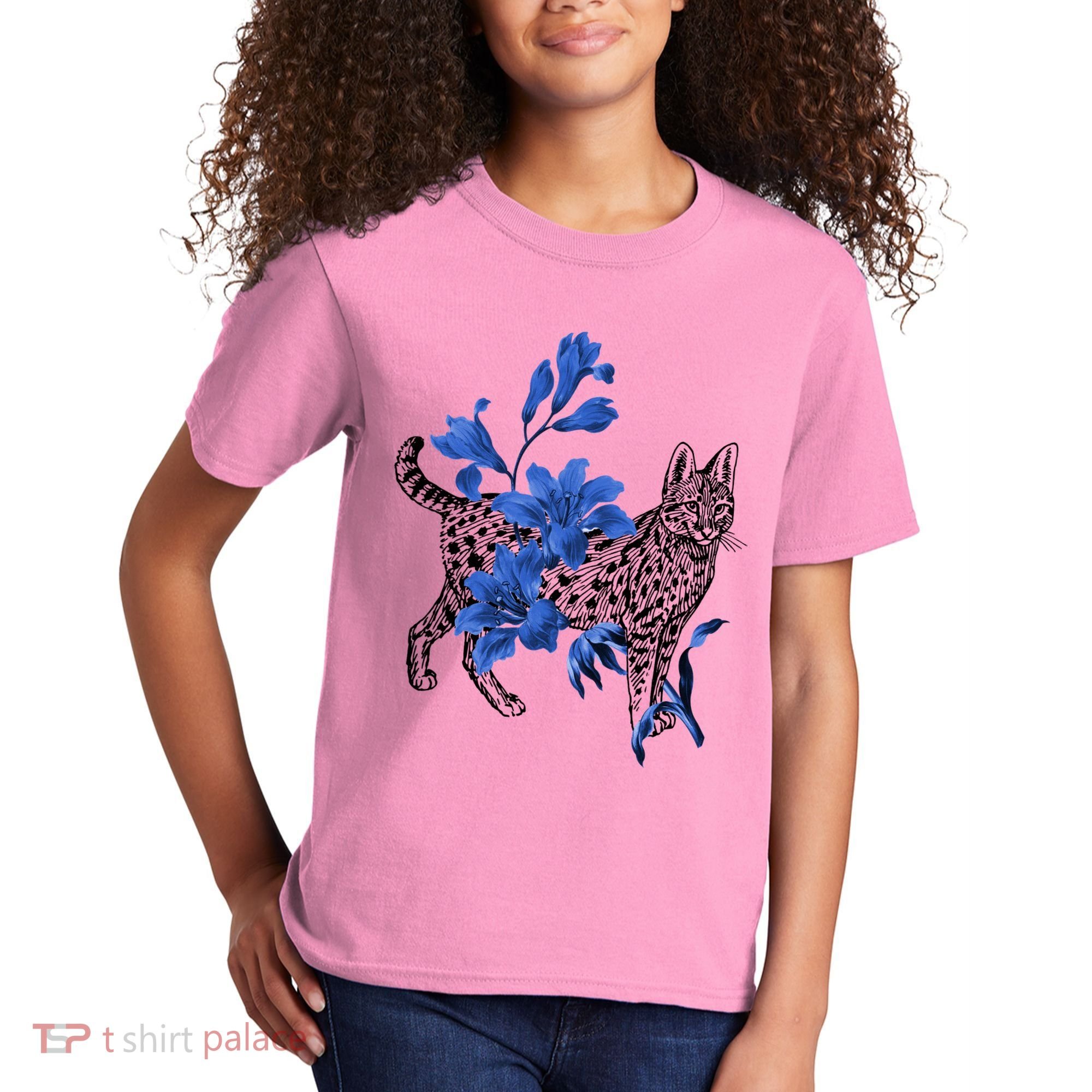 Cat Flower Art Cute Kids T-Shirt
