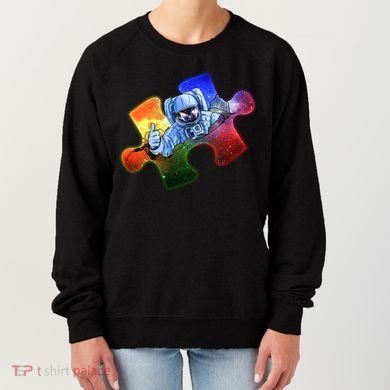 Cool Funny Autism Awareness Galaxy Puzzle Piece Astronaut Women's Sweatshirt