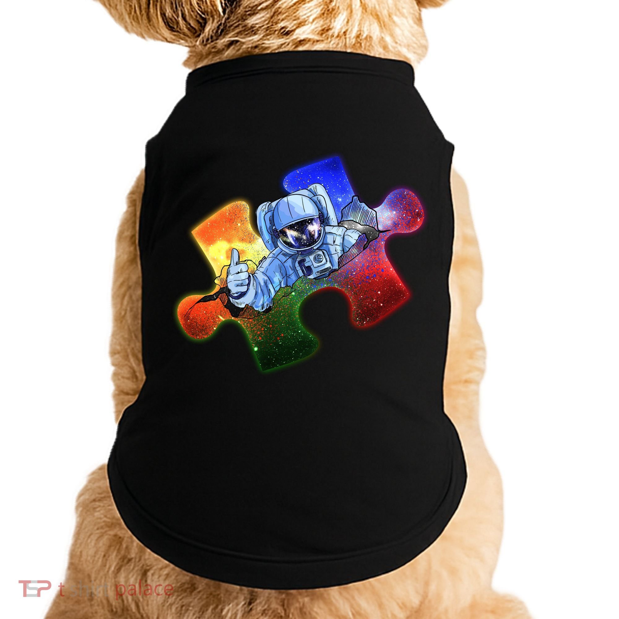 Cool Funny Autism Awareness Galaxy Puzzle Piece Astronaut Doggie Tank