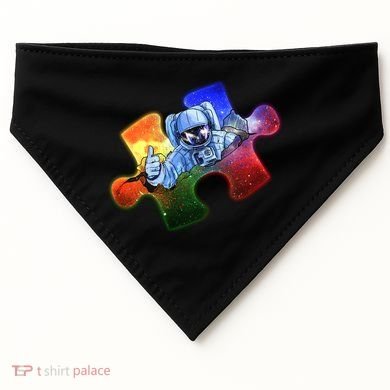 Cool Funny Autism Awareness Galaxy Puzzle Piece Astronaut USA-Made Doggie Bandana
