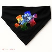 Cool Funny Autism Awareness Galaxy Puzzle Piece Astronaut USA-Made Doggie Bandana thumb 0