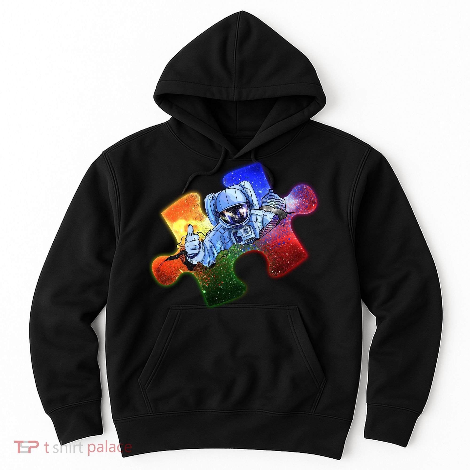 Cool Funny Autism Awareness Galaxy Puzzle Piece Astronaut Hoodie