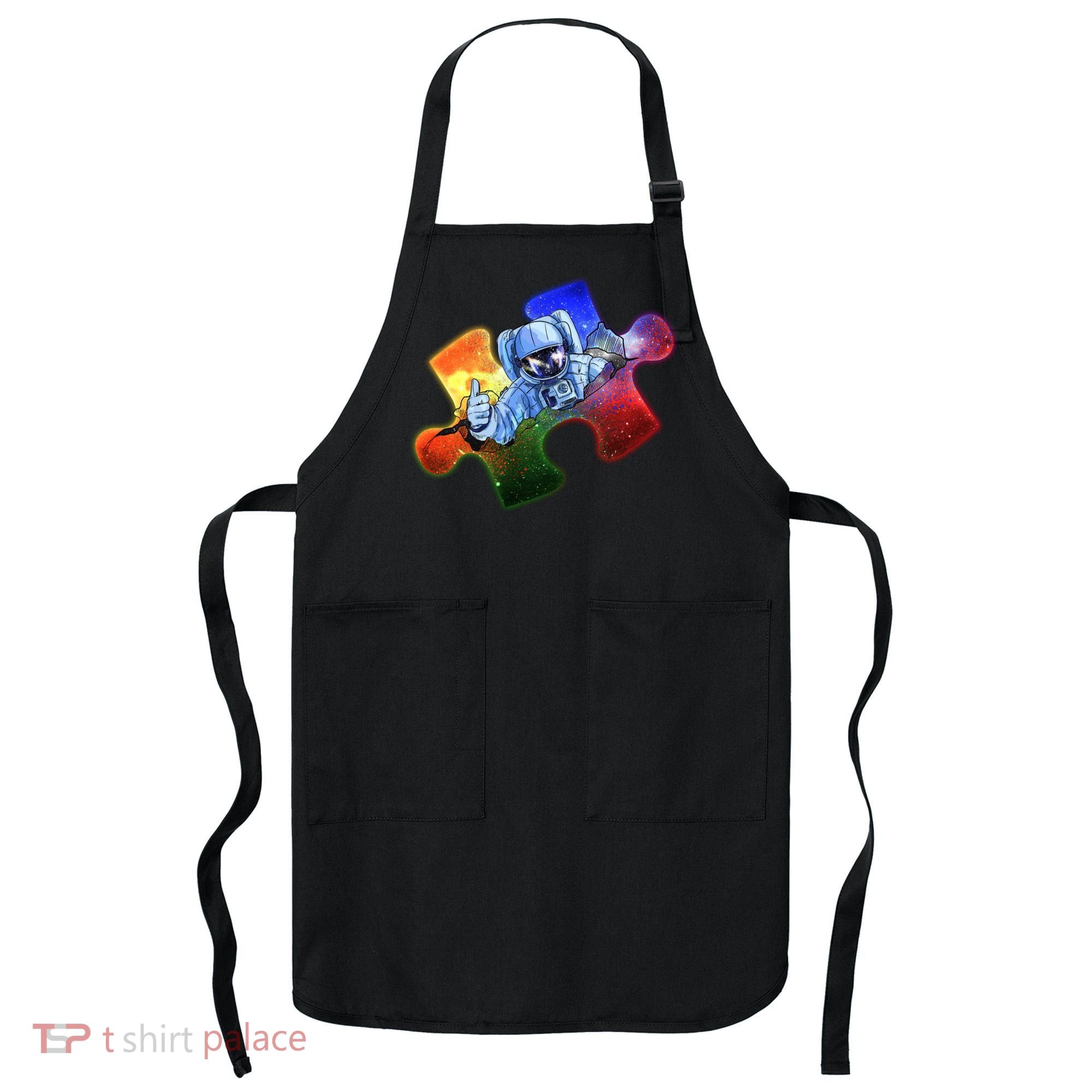 Cool Funny Autism Awareness Galaxy Puzzle Piece Astronaut Apron