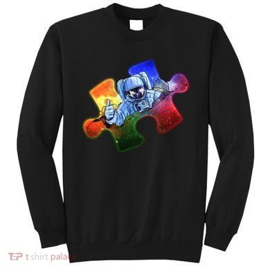 Cool Funny Autism Awareness Galaxy Puzzle Piece Astronaut Sweatshirt