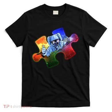 Cool Funny Autism Awareness Galaxy Puzzle Piece Astronaut T-Shirt