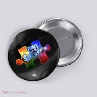 Cool Funny Autism Awareness Galaxy Puzzle Piece Astronaut Button thumb 0