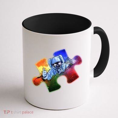 Cool Funny Autism Awareness Galaxy Puzzle Piece Astronaut Coffee Mug back