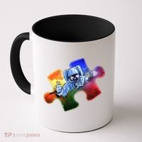 Cool Funny Autism Awareness Galaxy Puzzle Piece Astronaut Coffee Mug thumb 0