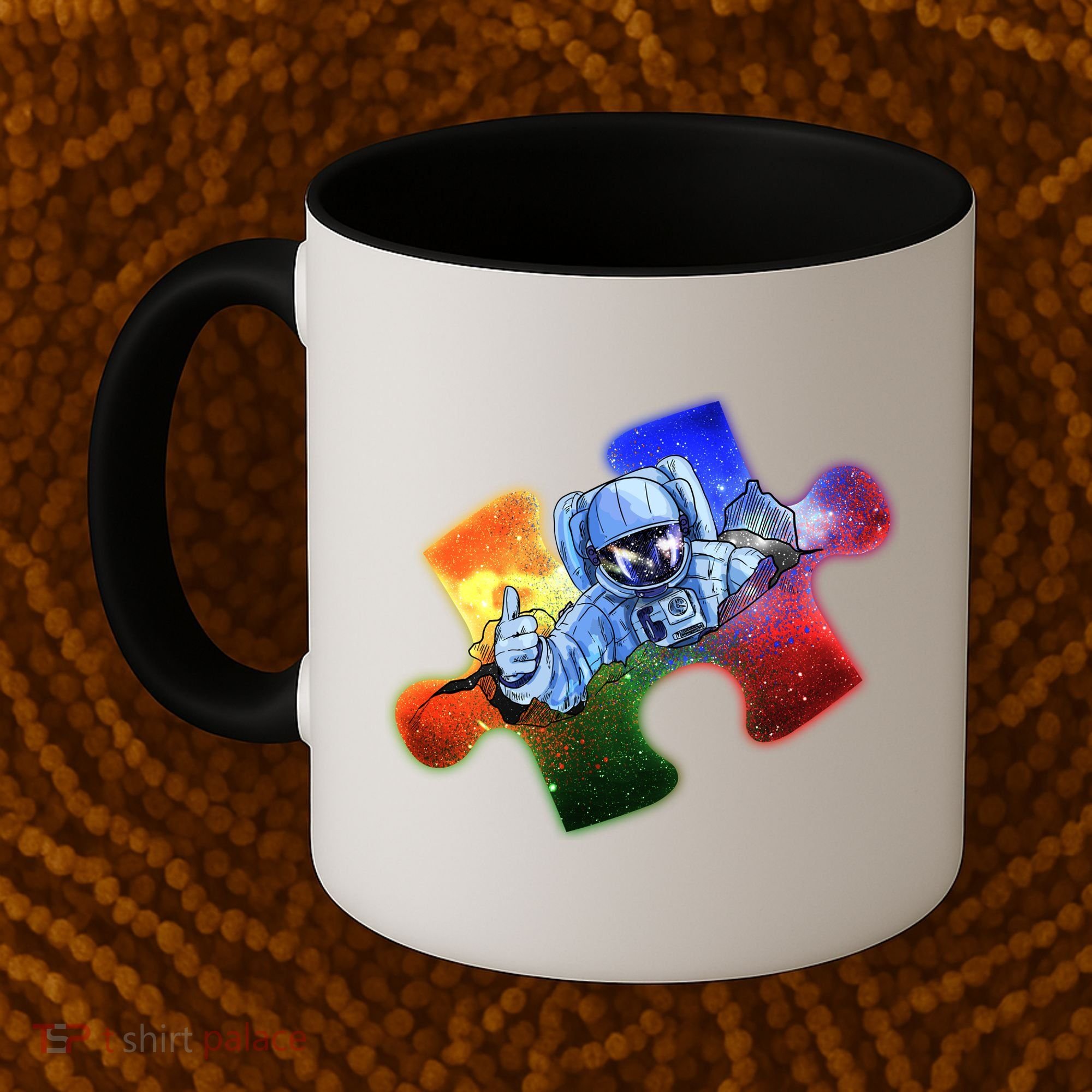 Cool Funny Autism Awareness Galaxy Puzzle Piece Astronaut Coffee Mug
