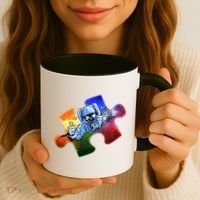 Cool Funny Autism Awareness Galaxy Puzzle Piece Astronaut Coffee Mug thumb 3