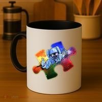 Cool Funny Autism Awareness Galaxy Puzzle Piece Astronaut Coffee Mug thumb 4