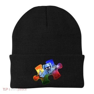 Cool Funny Autism Awareness Galaxy Puzzle Piece Astronaut Beanie
