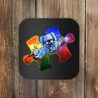 Cool Funny Autism Awareness Galaxy Puzzle Piece Astronaut Coaster