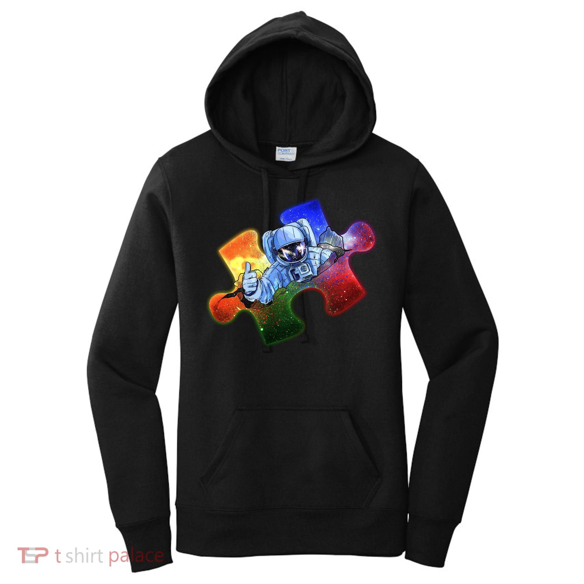Cool Funny Autism Awareness Galaxy Puzzle Piece Astronaut Women's Hoodie