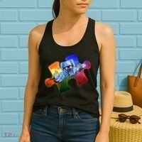 Cool Funny Autism Awareness Galaxy Puzzle Piece Astronaut Women's Tank Top thumb 2