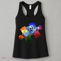 Cool Funny Autism Awareness Galaxy Puzzle Piece Astronaut Women's Tank Top thumb 3