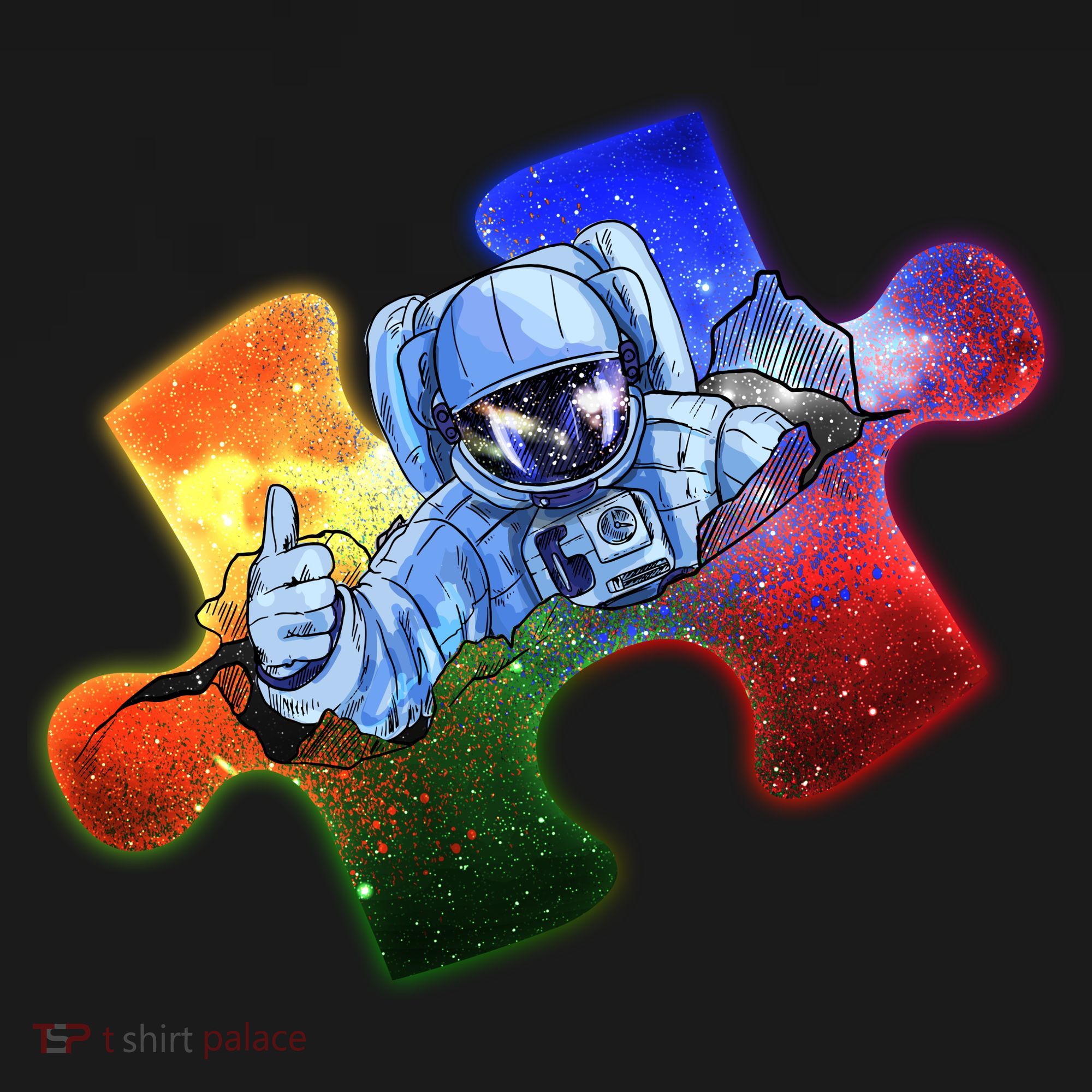 Cool Funny Autism Awareness Galaxy Puzzle Piece Astronaut Baby Bodysuit