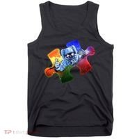 Cool Funny Autism Awareness Galaxy Puzzle Piece Astronaut Tank Top thumb 0