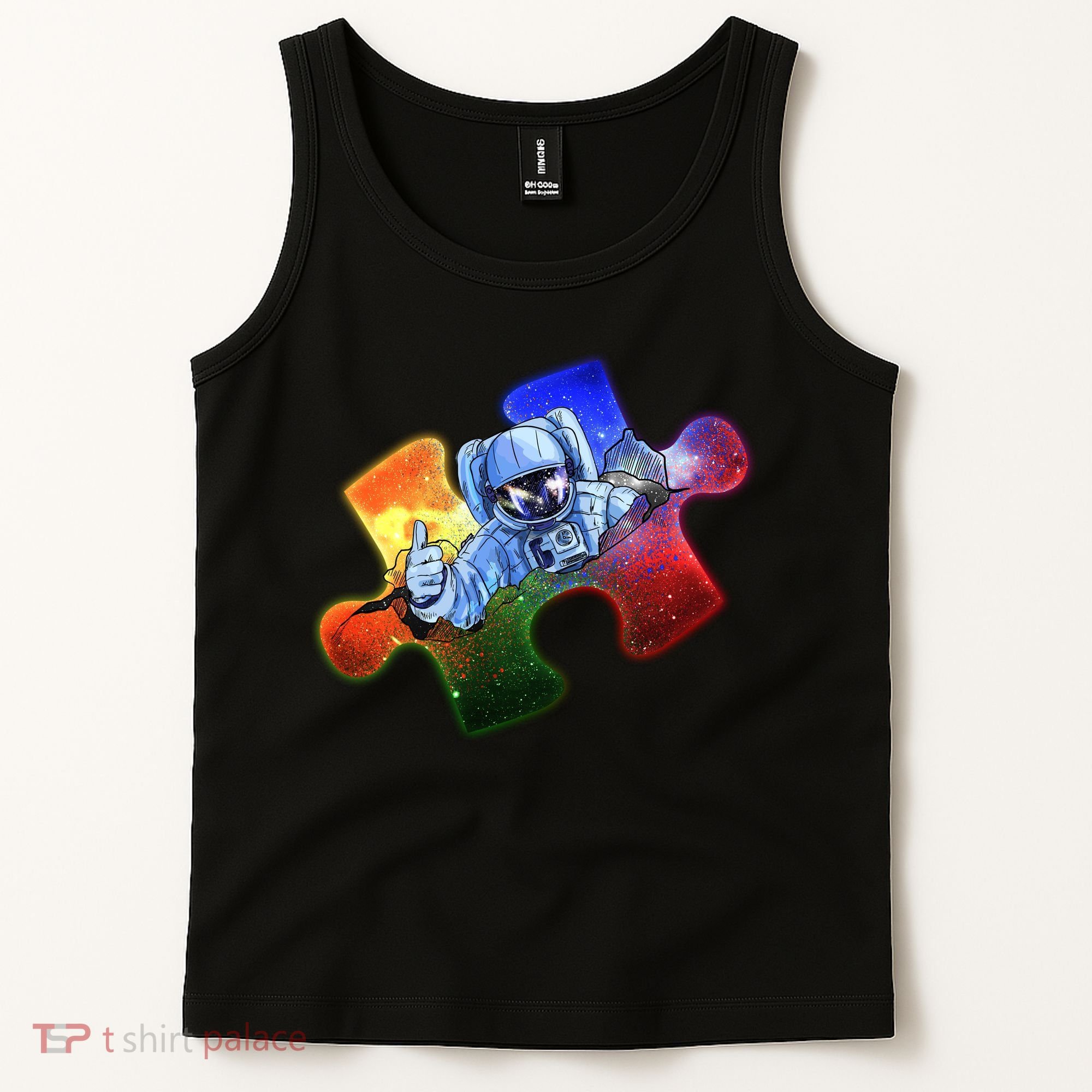 Cool Funny Autism Awareness Galaxy Puzzle Piece Astronaut Tank Top