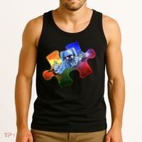 Cool Funny Autism Awareness Galaxy Puzzle Piece Astronaut Tank Top thumb 3