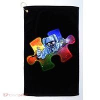 Cool Funny Autism Awareness Galaxy Puzzle Piece Astronaut Golf Towel thumb 0