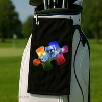 Cool Funny Autism Awareness Galaxy Puzzle Piece Astronaut Golf Towel thumb 2