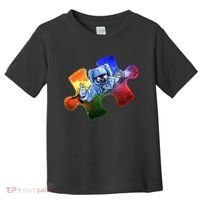 Cool Funny Autism Awareness Galaxy Puzzle Piece Astronaut Toddler T-Shirt thumb 0