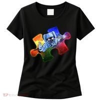 Cool Funny Autism Awareness Galaxy Puzzle Piece Astronaut Women's T-Shirt thumb 0
