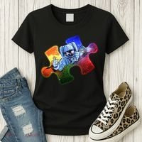 Cool Funny Autism Awareness Galaxy Puzzle Piece Astronaut Women's T-Shirt thumb 3