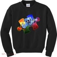 Cool Funny Autism Awareness Galaxy Puzzle Piece Astronaut Kids Sweatshirt thumb 0