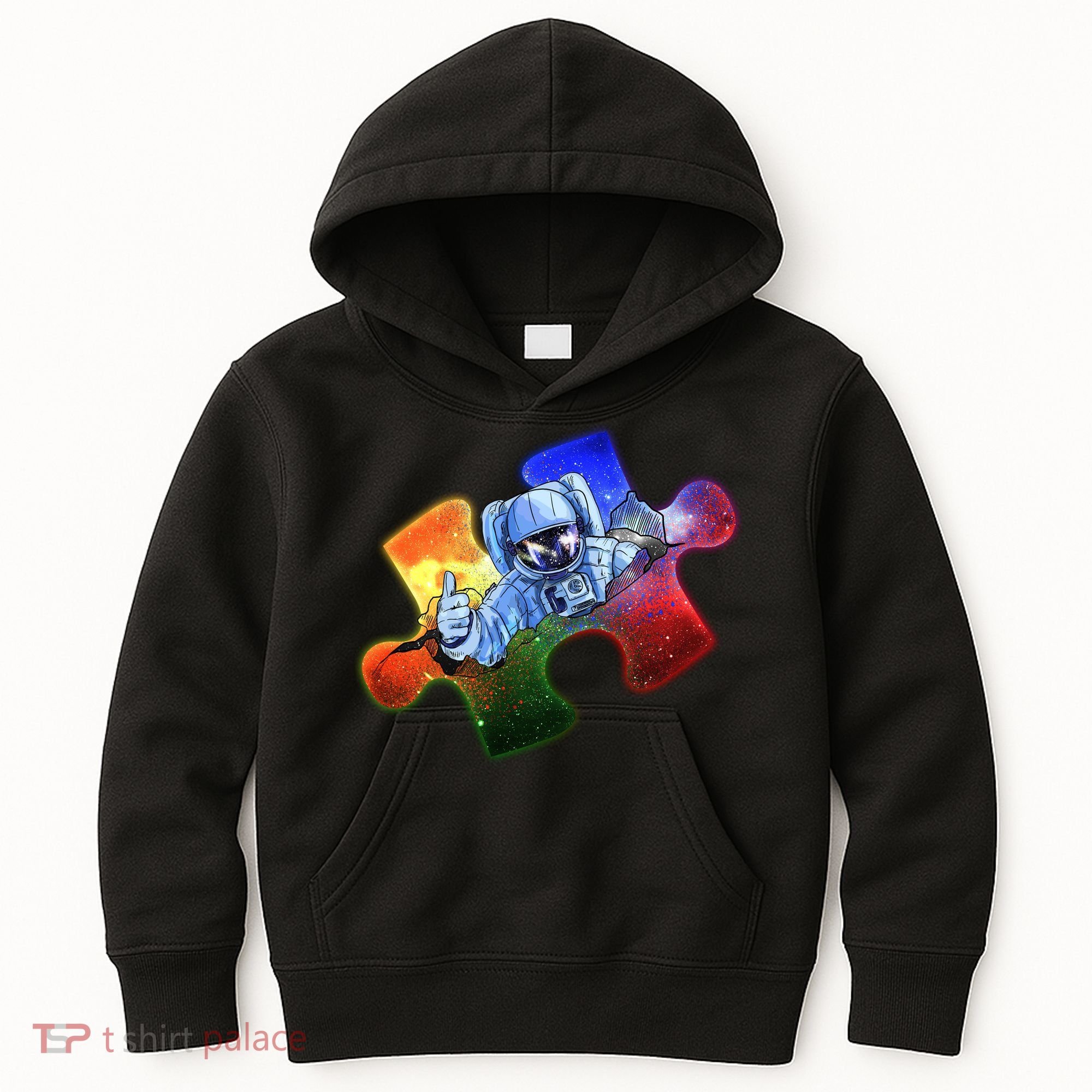 Cool Funny Autism Awareness Galaxy Puzzle Piece Astronaut Kids Hoodie