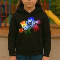 Cool Funny Autism Awareness Galaxy Puzzle Piece Astronaut Kids Hoodie thumb 3