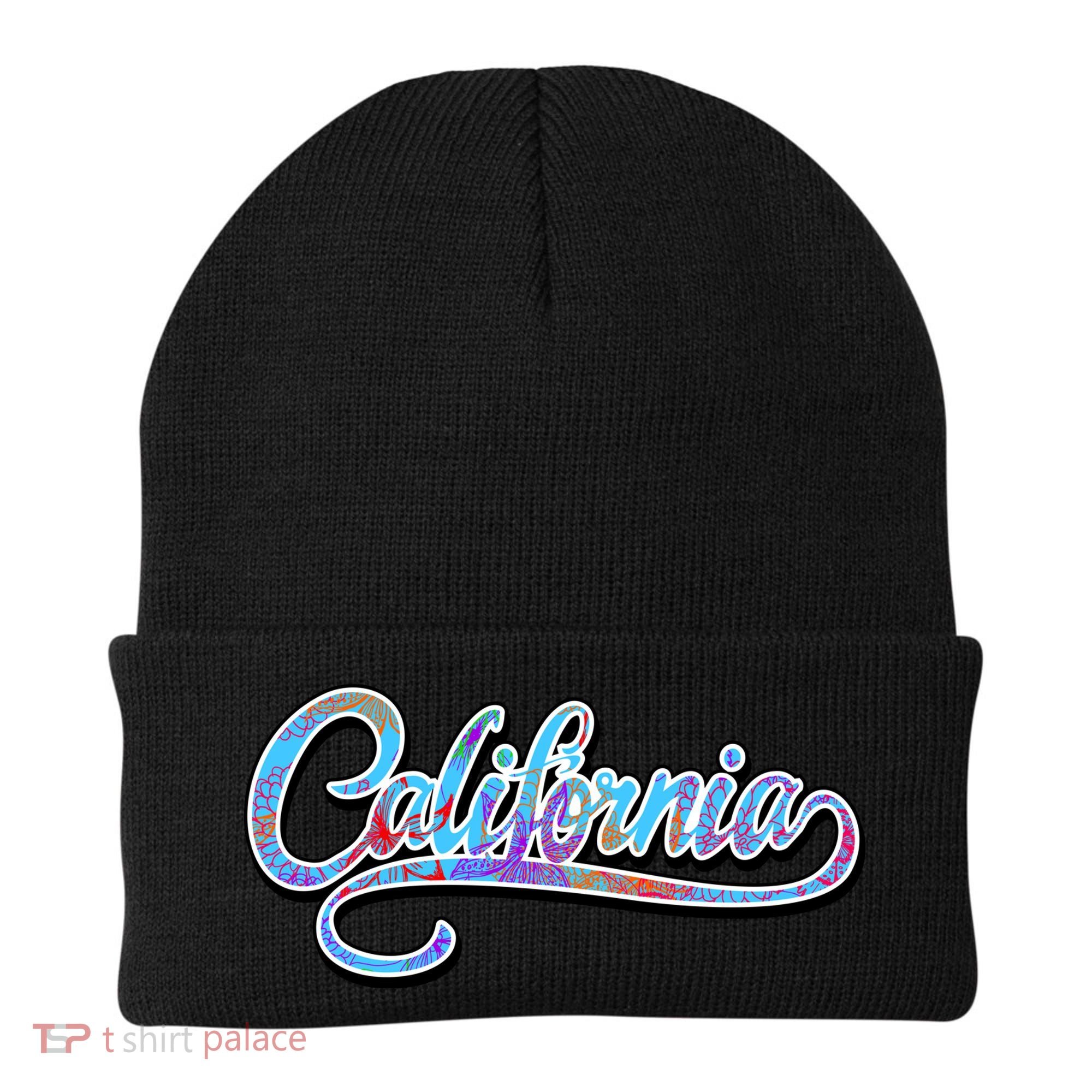 California Flower And Palm Beanie